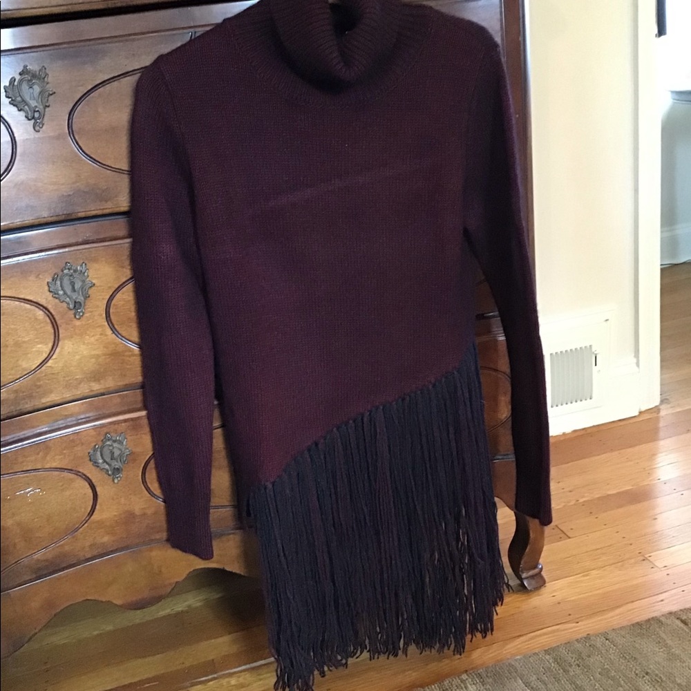 Fala cashmere blend fringe sweater-EUC